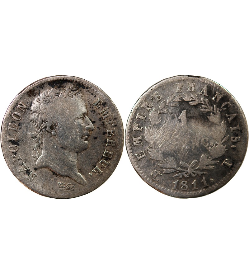 NAPOLEON Ier - 1 FRANC ARGENT 1811 T NANTES