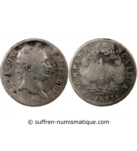 NAPOLEON Ier - 1 FRANC ARGENT 1811 T NANTES