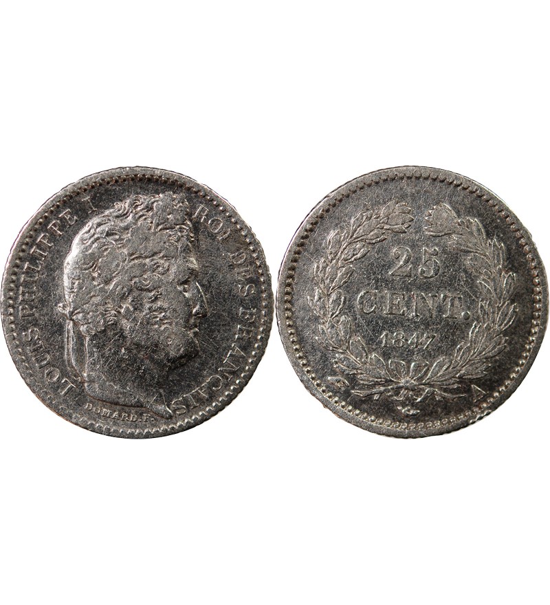 LOUIS-PHILIPPE﻿ Ier - 25 CENTIMES ARGENT 1847 A PARIS