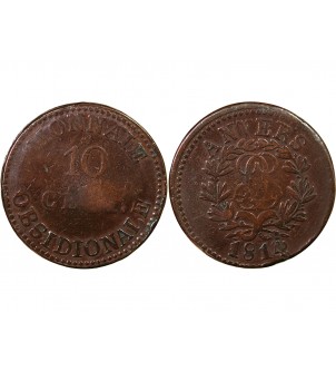 SIEGE D'ANVERS, LOUIS XVIII﻿ - 10 CENTIMES 1814 2