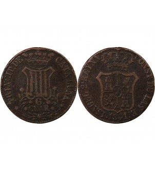 PRINCIPAUTE DE CATALOGNE, ISABELLE II - 6 CUARTOS 1841 2