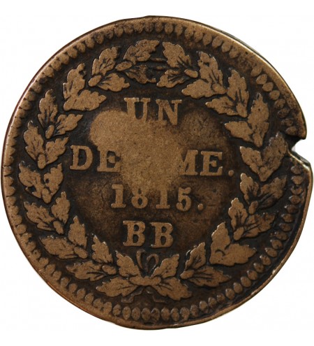 BLOCUS DE STRASBOURG, NAPOLEON Ier - DECIME 1815. BB - CONTREMARQUE T