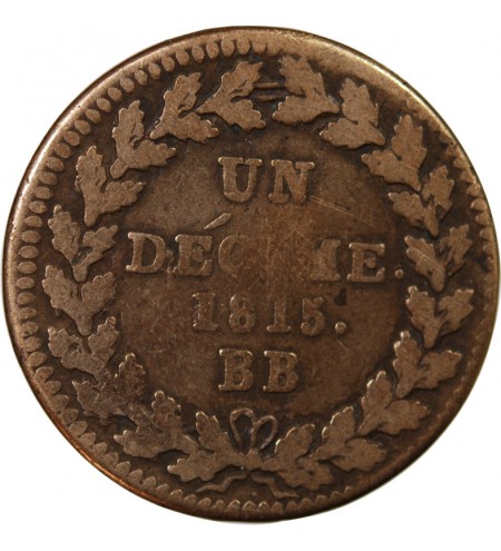 BLOCUS DE STRASBOURG, NAPOLEON Ier - DECIME 1815. BB