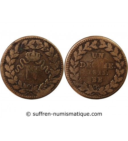 BLOCUS DE STRASBOURG, NAPOLEON Ier - DECIME 1815. BB