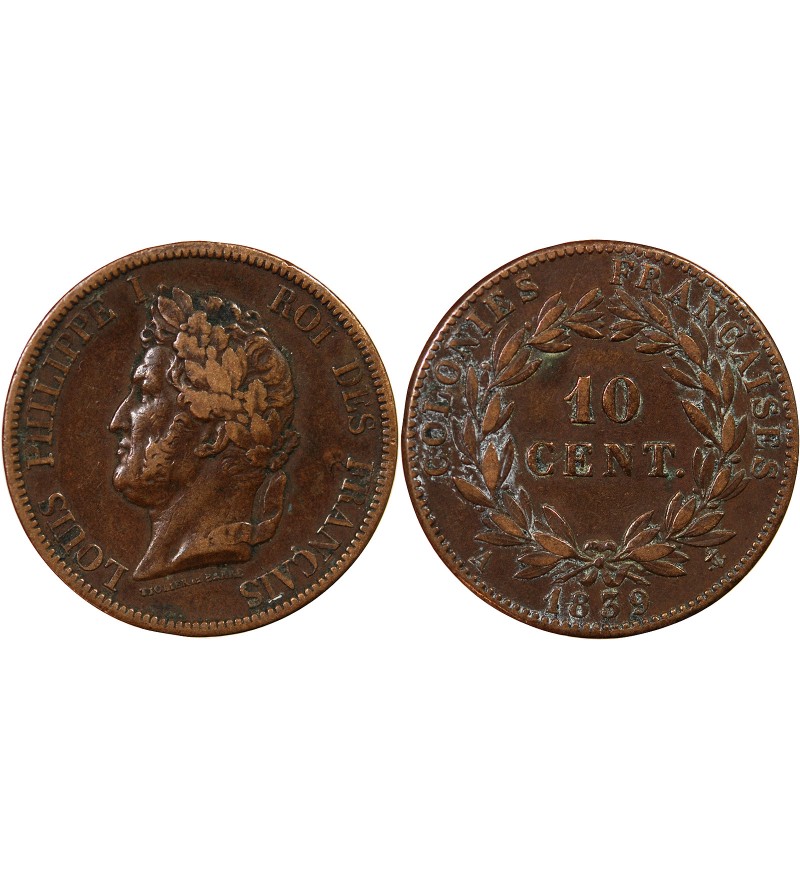 COLONIES FRANCAISES, LOUIS-PHILIPPE - 10 CENTIMES 1839 A PARIS
