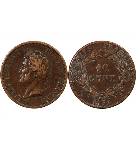 COLONIES FRANCAISES, LOUIS-PHILIPPE - 10 CENTIMES 1839 A PARIS