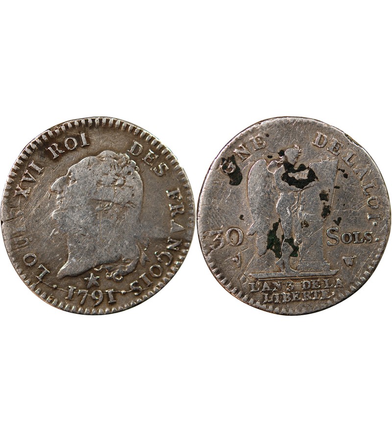 LOUIS XVI CONSTITUTION - 30 SOLS 1792 I LIMOGES