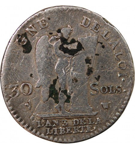 LOUIS XVI CONSTITUTION - 30 SOLS 1792 I LIMOGES