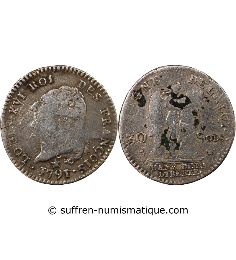 LOUIS XVI CONSTITUTION - 30 SOLS 1792 I LIMOGES