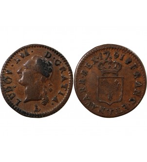LOUIS XVI - LIARD A L'ECU 1791 T NANTES 2