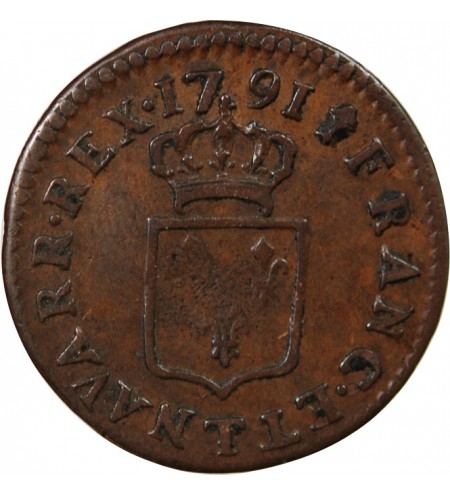 LOUIS XVI - LIARD A L'ECU 1791 T NANTES