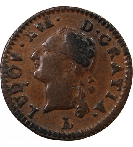 LOUIS XVI - LIARD A L'ECU 1791 T NANTES