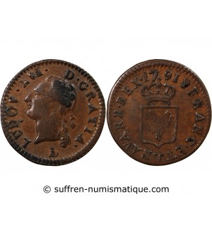 LOUIS XVI - LIARD A L'ECU 1791 T NANTES