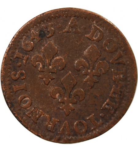 LOUIS XIII - DOUBLE TOURNOIS 1643 A CORBEIL