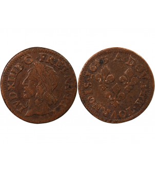 LOUIS XIII - DOUBLE TOURNOIS 1643 A CORBEIL 2