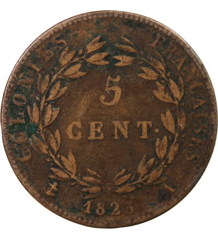 COLONIES FRANCAISES, CHARLES X - 5 CENTIMES 1825 A PARIS
