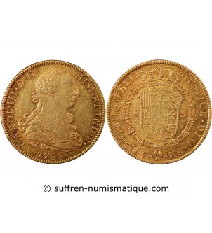 MEXIQUE, CHARLES III - 8 ESCUDOS OR 1786 M FM