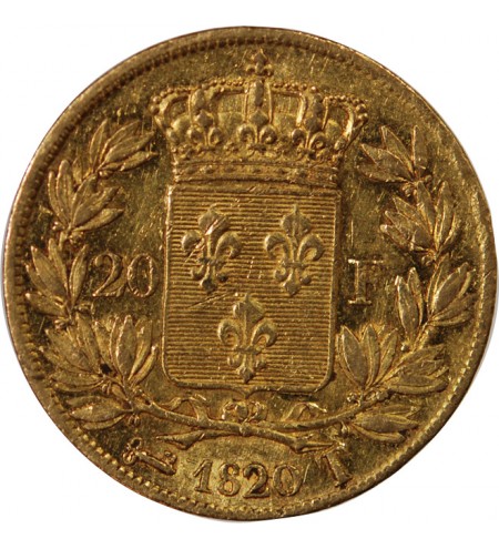LOUIS XVIII - 20 FRANCS OR 1820 T NANTES