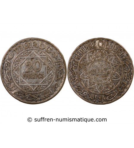 MAROC, MOHAMMED V - 20 FRANCS ARGENT 1347 (1929)