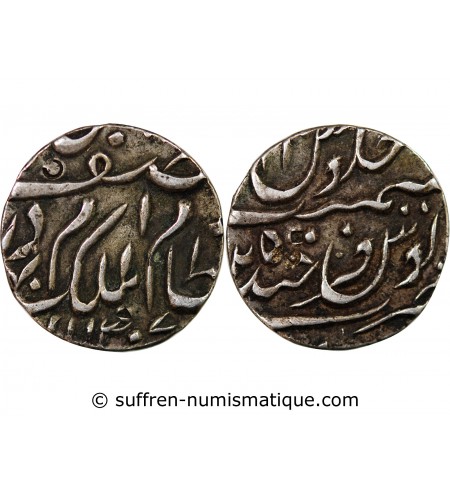 INDE, HYDERABAD, MAHBUB ALI KHAN II - 1/2 RUPEE ARGENT 1294 (1877)