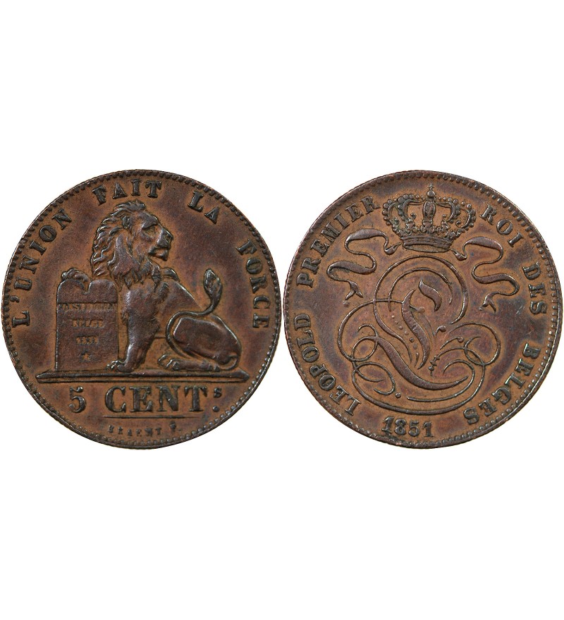 BELGIQUE, LEOPOLD Ier - 5 CENTIMES 1851