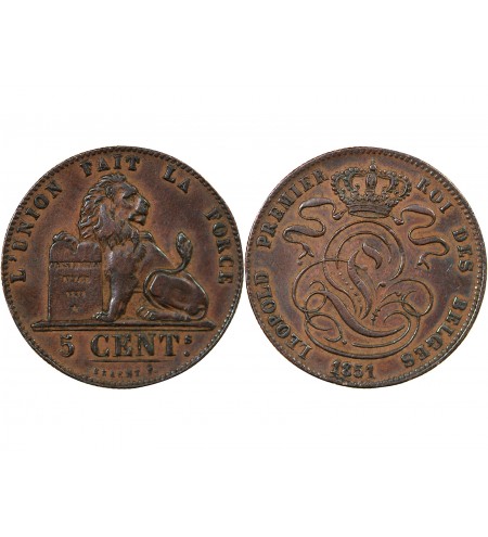 BELGIQUE, LEOPOLD Ier - 5 CENTIMES 1851