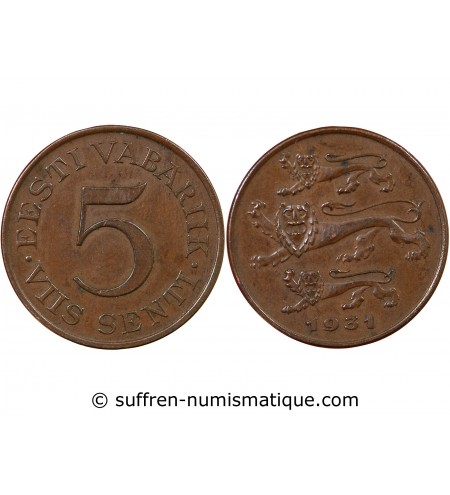 ESTONIE - 5 SENTI 1931