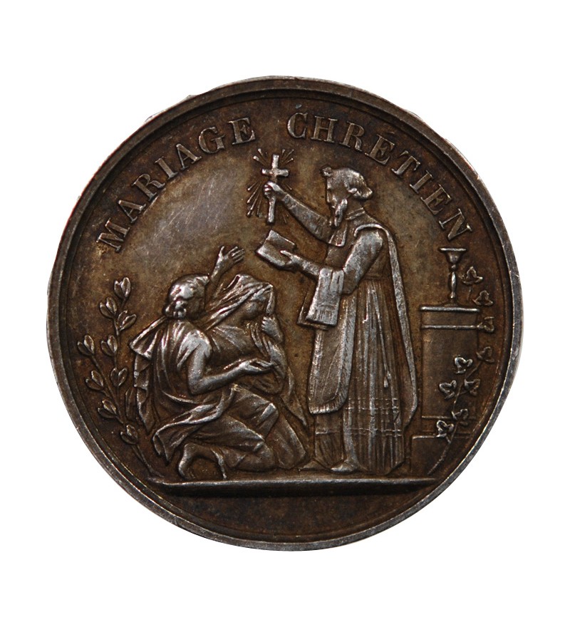MARIAGE, MARIAGE CHRETIEN - MEDAILLE ARGENT inscrite en 1866