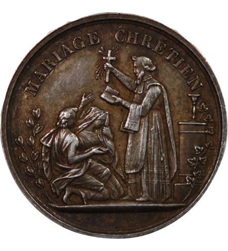 MARIAGE, MARIAGE CHRETIEN - MEDAILLE ARGENT inscrite en 1866