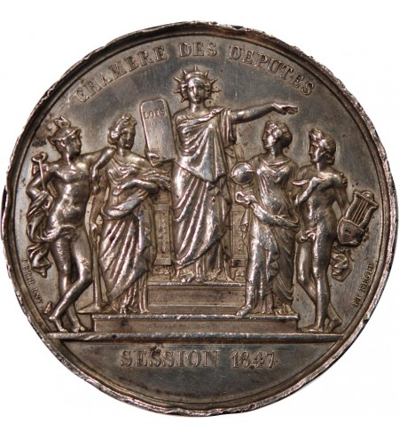CHAMBRE DES DÉPUTÉS, LOUIS-PHILIPPE - MÉDAILLE ARGENT 1847