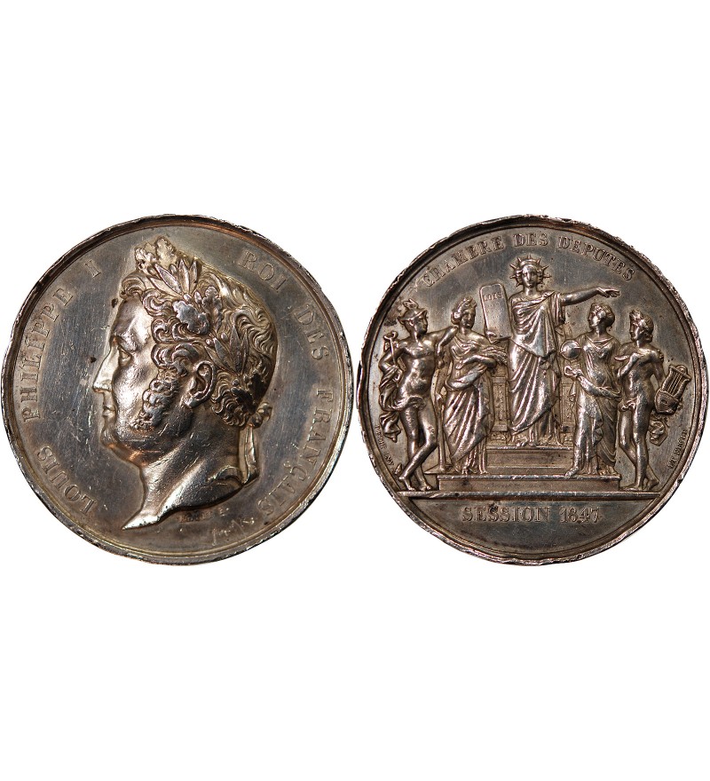 CHAMBRE DES DÉPUTÉS, LOUIS-PHILIPPE - MÉDAILLE ARGENT 1847