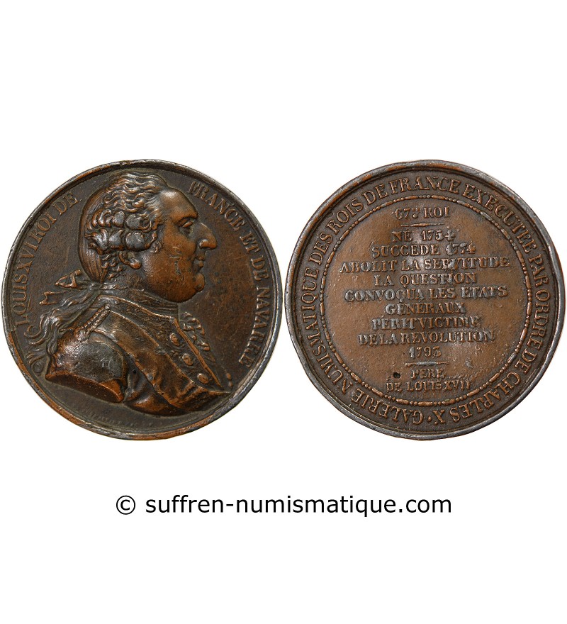 GALERIE NUMISMATIQUE DES ROIS DE FRANCE, LOUIS XVI - MÉDAILLE 1836 / 1840,  Bronze, TB+ - Suffren Numismatique