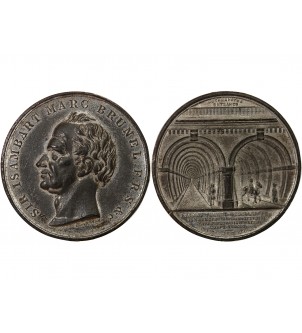 GRANDE-BRETAGNE, ISAMBART MARC BRUNEL - MEDAILLE ZINC 1842 - TUNNEL SOUS LA TAMISE 2