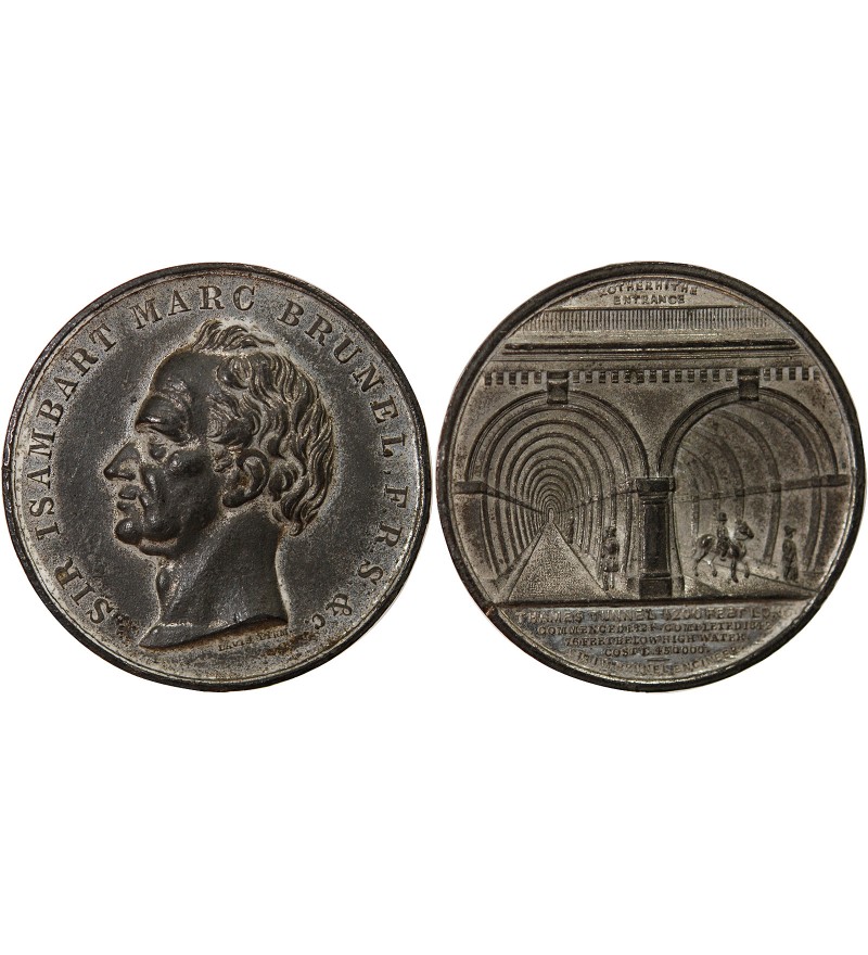 GRANDE-BRETAGNE, ISAMBART MARC BRUNEL - MEDAILLE ZINC 1842 - TUNNEL SOUS LA TAMISE
