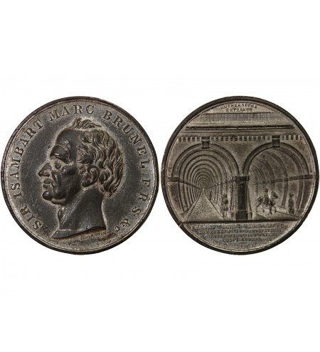 GRANDE-BRETAGNE, ISAMBART MARC BRUNEL - MEDAILLE ZINC 1842 - TUNNEL SOUS LA TAMISE