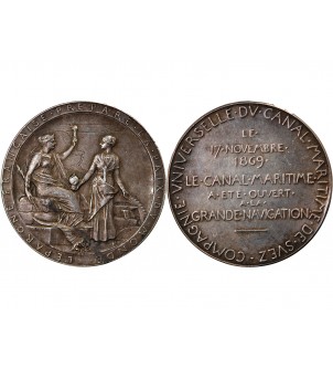 OUVERTURE DU CANAL DE SUEZ, OSCAR ROTY - MEDAILLE ARGENT Poinçon Corne (après 1879) 2