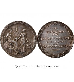 OUVERTURE DU CANAL DE SUEZ, OSCAR ROTY - MEDAILLE ARGENT Poinçon Corne (après 1879)
