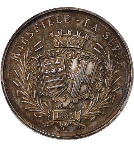 SOCIETE DES FORGES ET CHANTIERS DE LA MEDITERRANEE - MEDAILLE ARGENT 1855 MARSEILLE