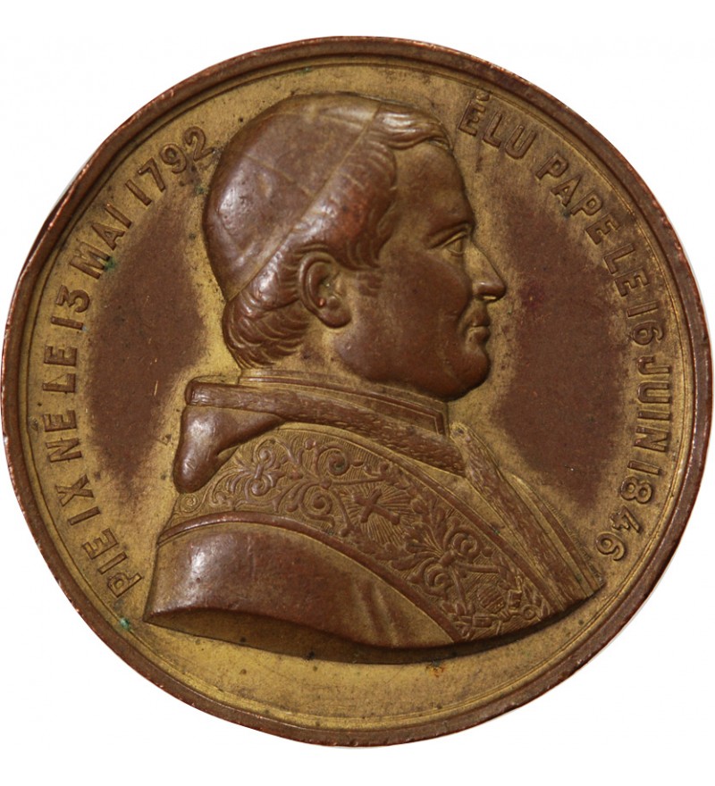 FRANCE, ELECTION DE PIE IX - MÉDAILLE CUIVRE DORÉ 1846