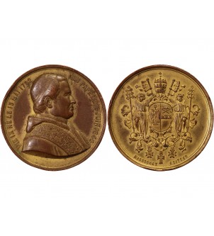 FRANCE, ELECTION DE PIE IX - MÉDAILLE CUIVRE DORÉ 1846 2