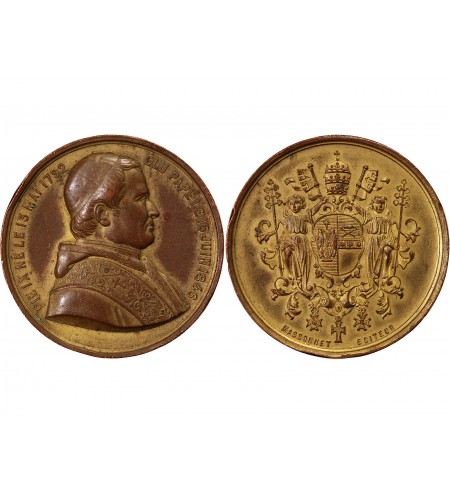 FRANCE, ELECTION DE PIE IX - MÉDAILLE CUIVRE DORÉ 1846