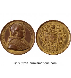 FRANCE, ELECTION DE PIE IX - MÉDAILLE CUIVRE DORÉ 1846