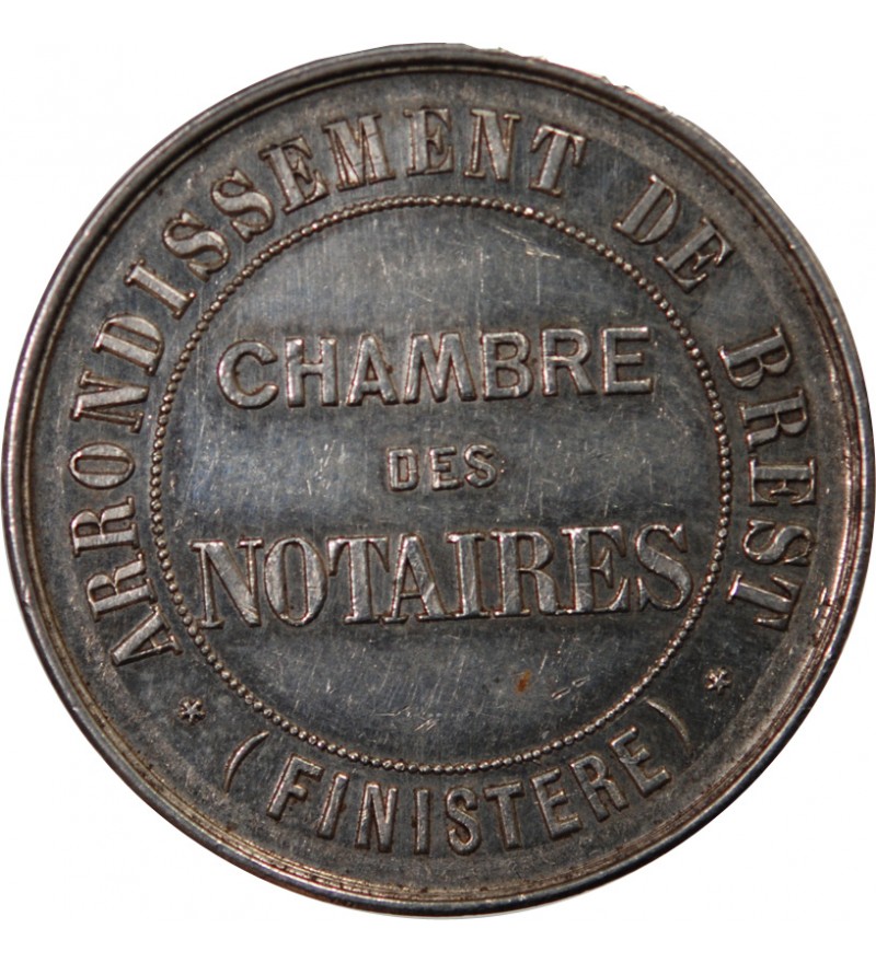 CHAMBRE DES NOTAIRES DE BREST – JETON ARGENT Poinçon Corne (après 1879)