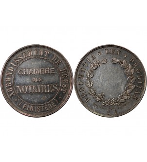 CHAMBRE DES NOTAIRES DE BREST – JETON ARGENT Poinçon Corne (après 1879) 2