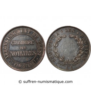 CHAMBRE DES NOTAIRES DE BREST – JETON ARGENT Poinçon Corne (après 1879)