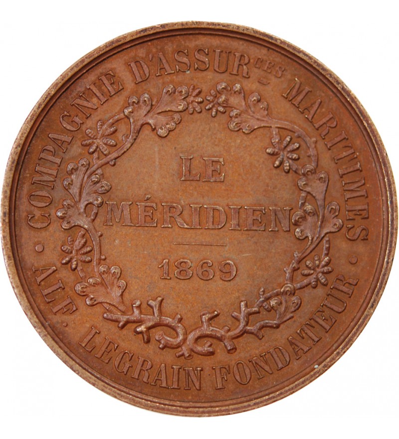 ASSURANCES MARITIMES, LE MERIDIEN – MEDAILLE CUIVRE 1869