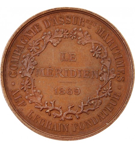 ASSURANCES MARITIMES, LE MERIDIEN – MEDAILLE CUIVRE 1869