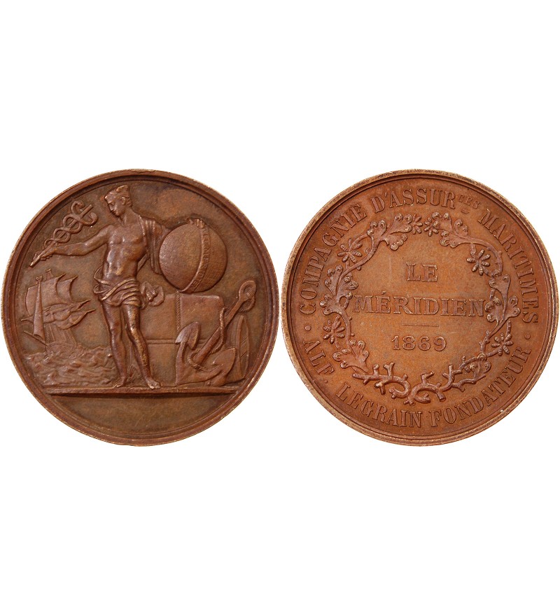 ASSURANCES MARITIMES, LE MERIDIEN – MEDAILLE CUIVRE 1869