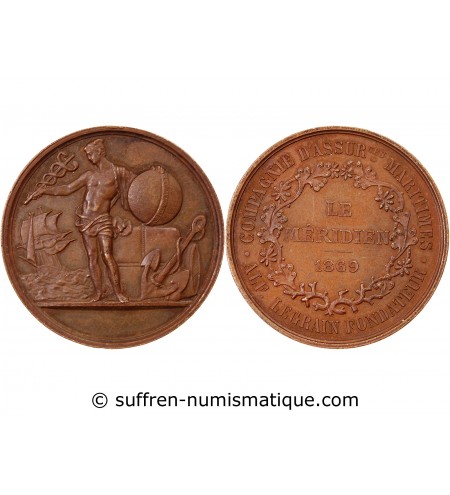 ASSURANCES MARITIMES, LE MERIDIEN – MEDAILLE CUIVRE 1869