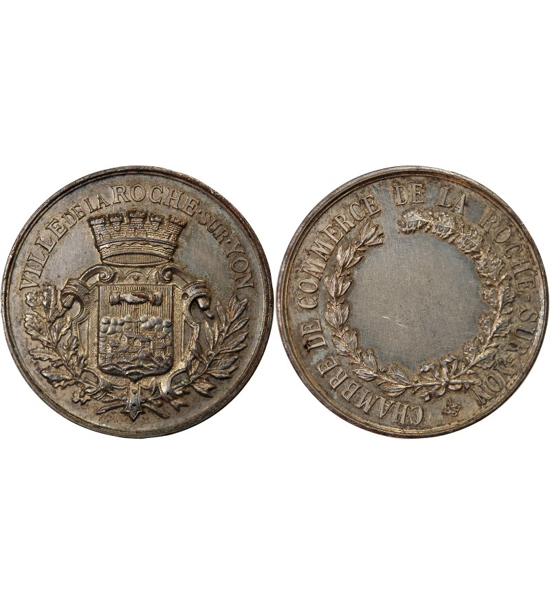 VILLE DE LA ROCHE-SUR-YON - MÉDAILLE CUIVRE ARGENTÉ Poinçon Corne (après 1879)